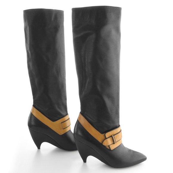 Balenciaga leather  kitten heels tall boots sz 37 - Picture 2 of 6